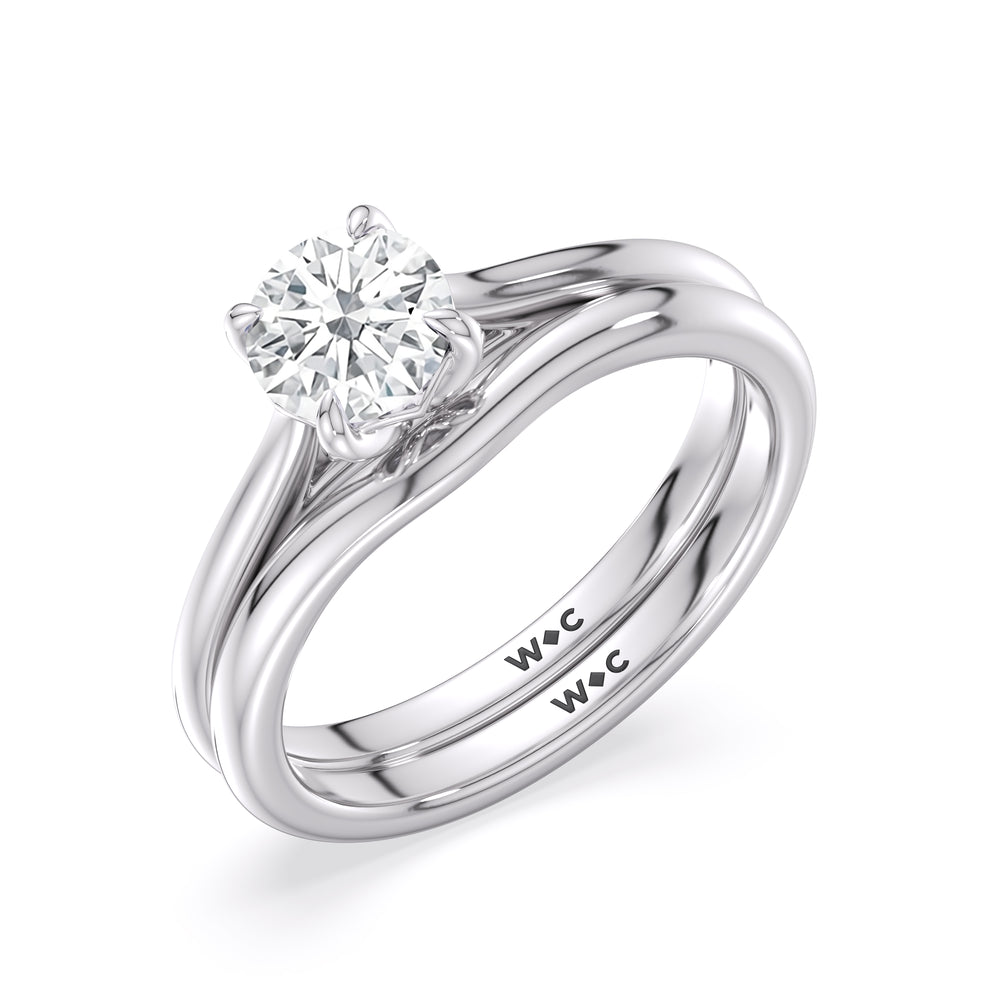 The Stella Wedding Band with Platinum Cut Diamond in 14KT Platinum view 4
