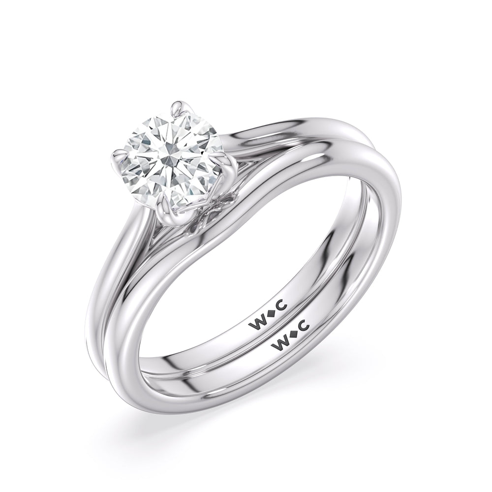 The Stella Wedding Band with Platinum Cut Diamond in 14KT Platinum view 4
