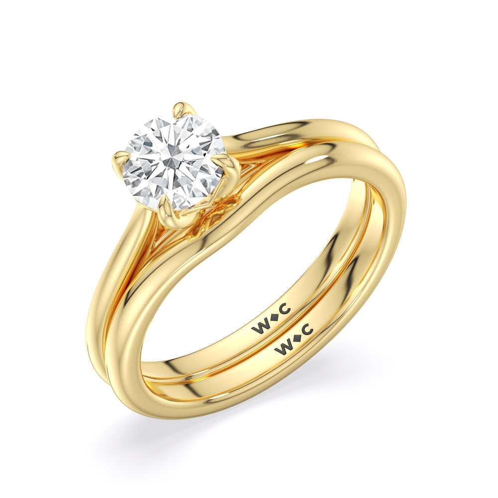 The Stella Wedding Band with 18KT Yellow Gold Cut Diamond in 14KT Yellow Gold view 4
