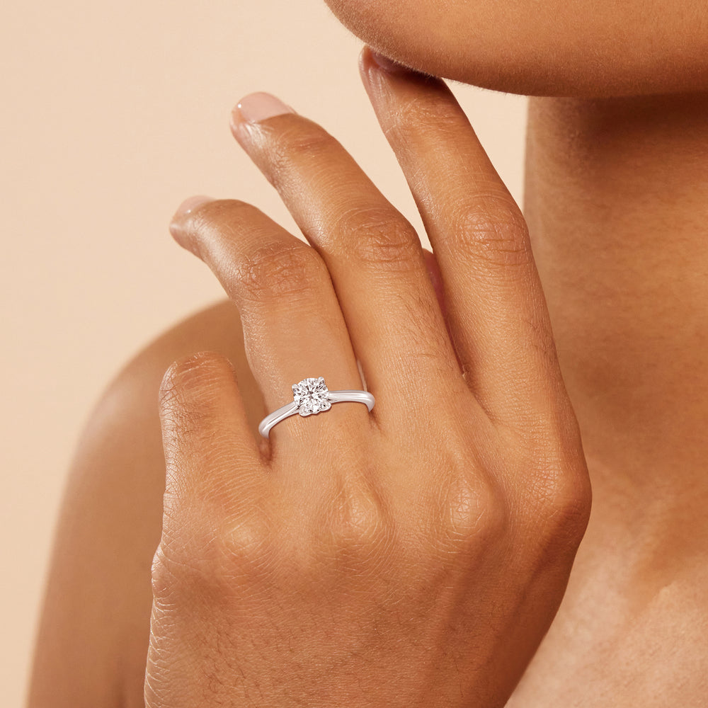 The Stella Engagement Ring with Oval Cut Diamond in 14KT Rose Gold view 4
