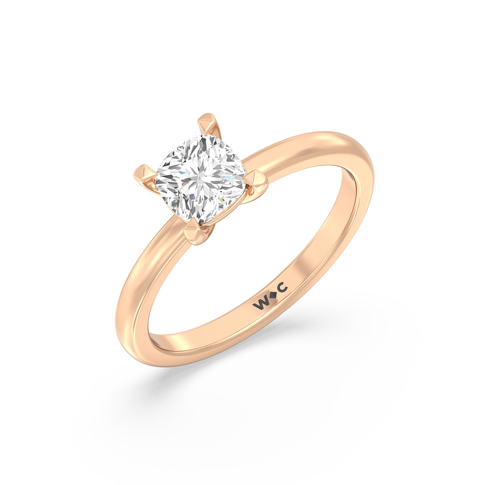 The Marie Engagement Ring with Cushion Cut Diamond in 14KT Rose Gold view 3

