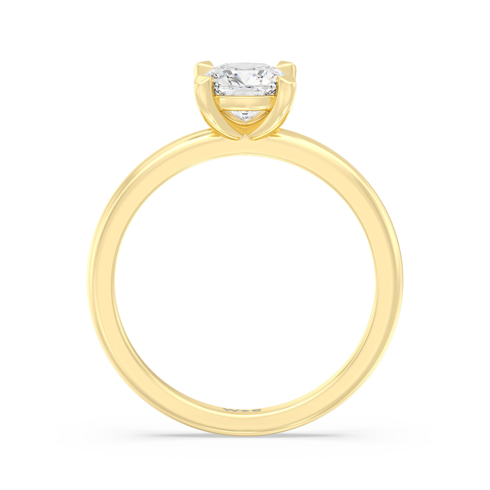 The Marie Engagement Ring with Cushion Cut Diamond in 14KT Yellow Gold view 2
