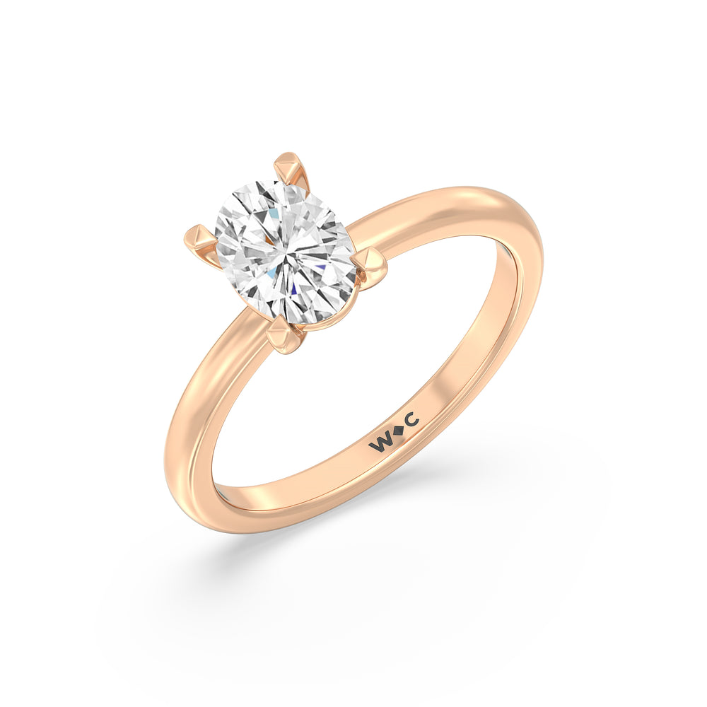 The Marie Engagement Ring with Oval Cut Diamond in 14KT Rose Gold view 3
