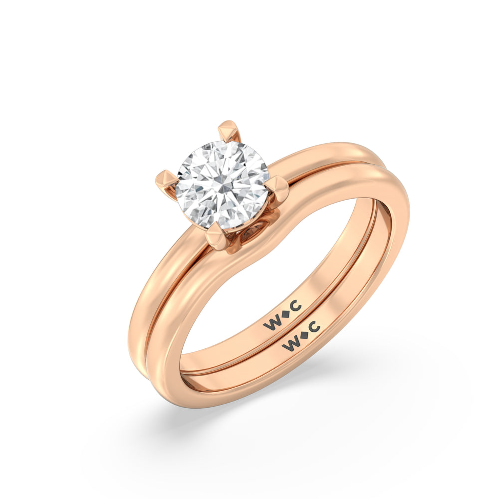 The Marie Wedding Band with 18KT Rose Gold Cut Diamond in 14KT Rose Gold view 4
