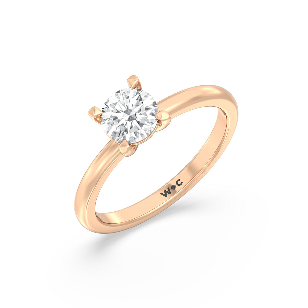 The Marie Engagement Ring with Round Cut Diamond in 14KT Rose Gold view 3
