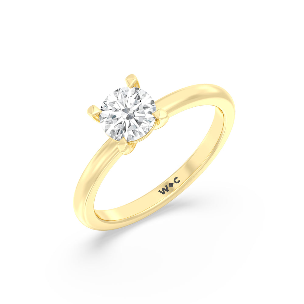 The Marie Engagement Ring with Round Cut Diamond in 14KT Yellow Gold view 3
