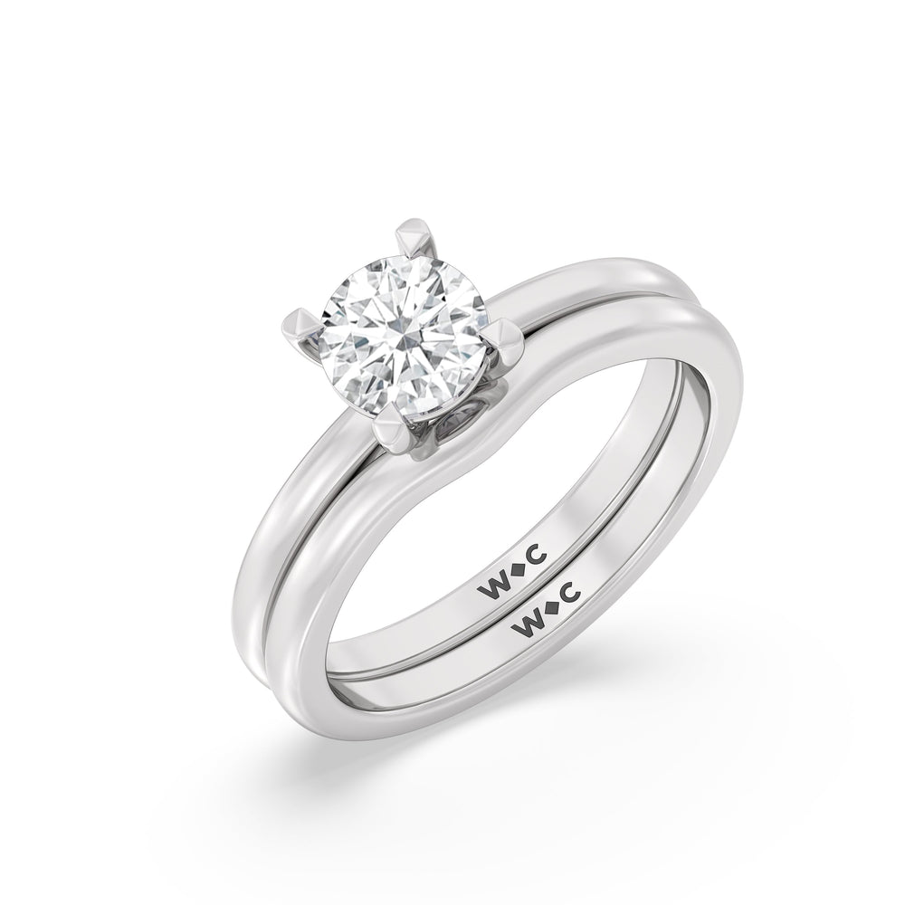 The Marie Wedding Band with Platinum Cut Diamond in 14KT Platinum view 4
