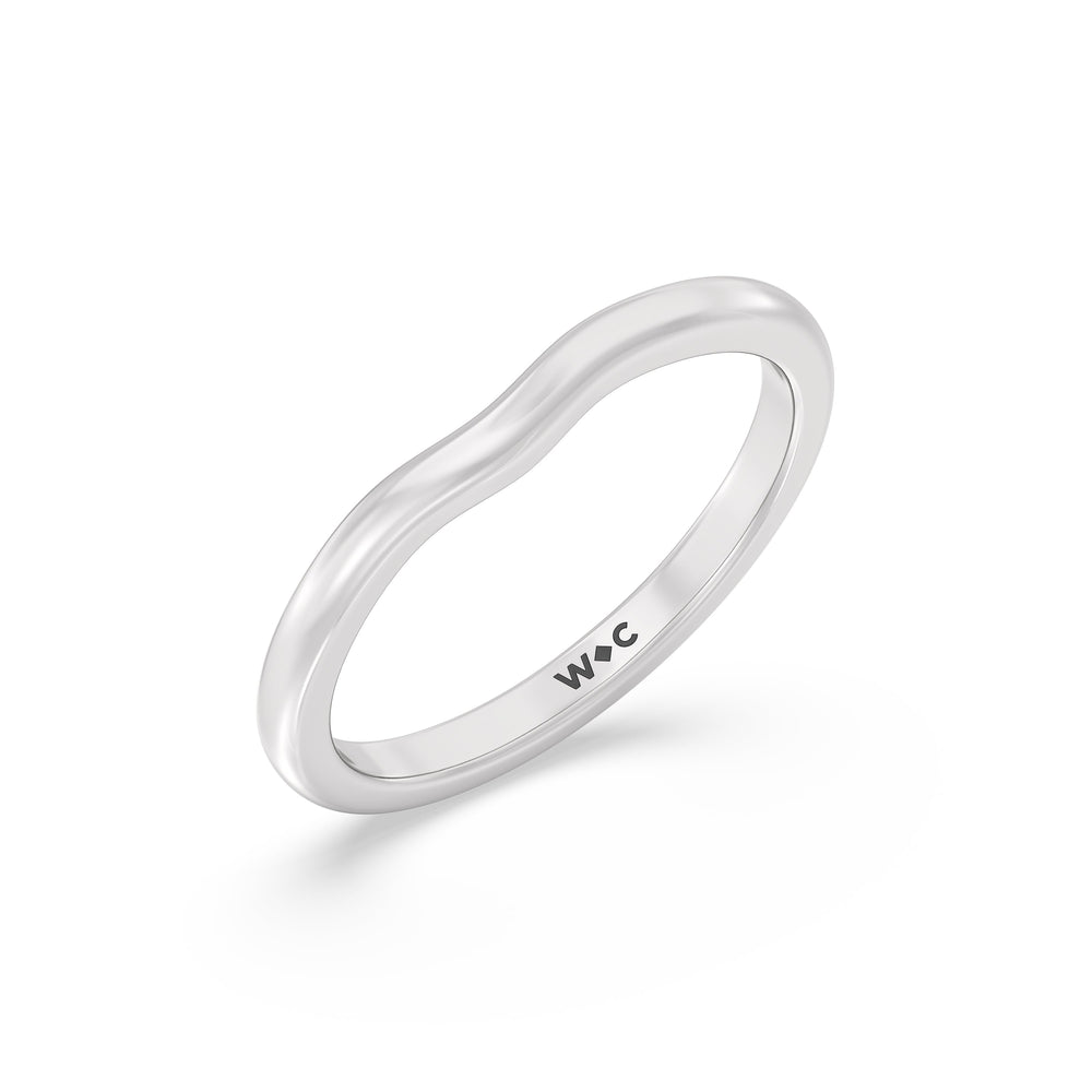 The Marie Wedding Band with Platinum Cut Diamond in 14KT Platinum view 3
