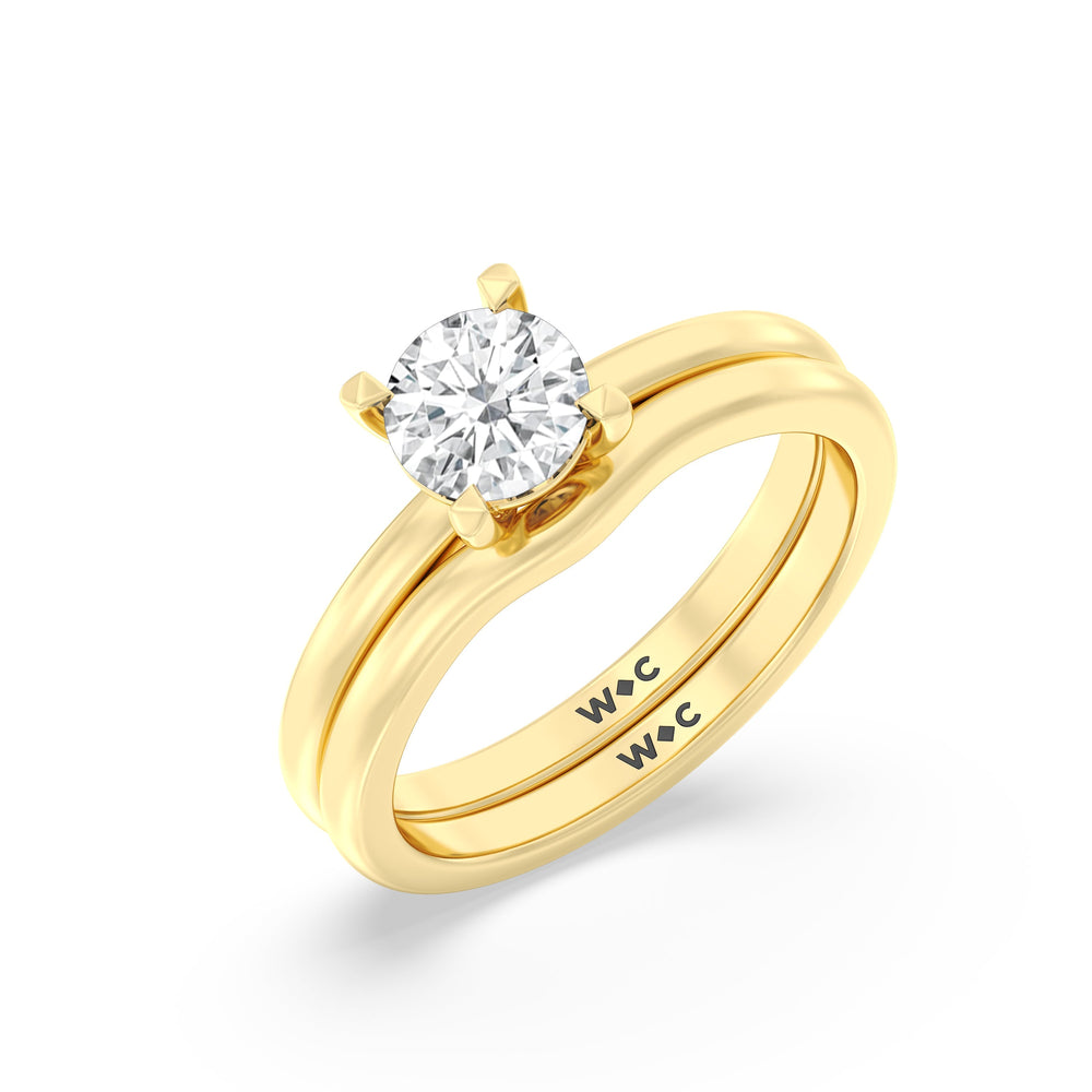 The Marie Wedding Band with 18KT Yellow Gold Cut Diamond in 14KT Yellow Gold view 4
