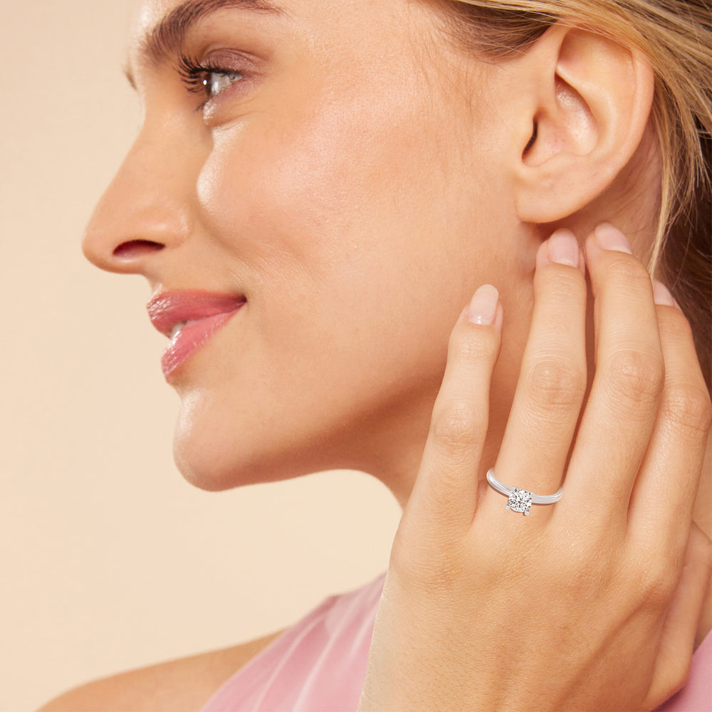 The Marie Engagement Ring with Oval Cut Diamond in 14KT Rose Gold view 4
