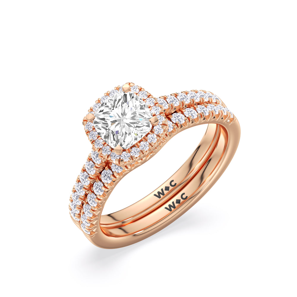 The Emmeline Diamond Wedding Band with 18KT Rose Gold Cut Diamond in 14KT Rose Gold view 4

