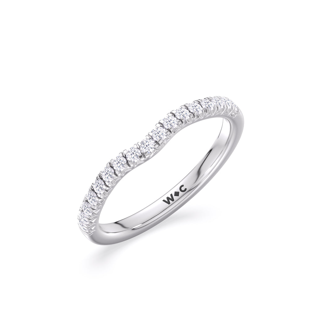 The Emmeline Diamond Wedding Band with Platinum Cut Diamond in 14KT Platinum view 3
