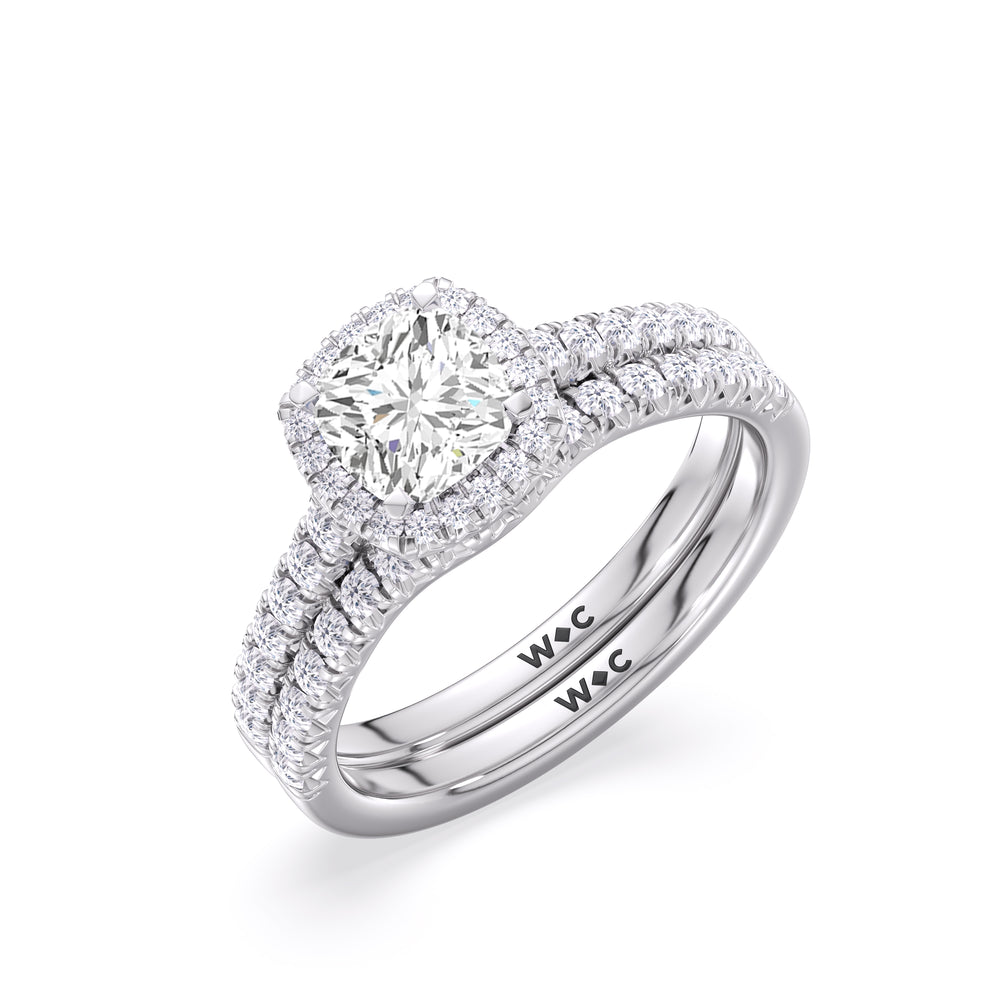 The Emmeline Diamond Wedding Band with Platinum Cut Diamond in 14KT Platinum view 4
