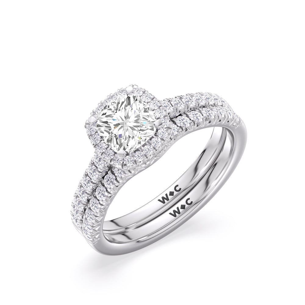 The Emmeline Diamond Wedding Band with Platinum Cut Diamond in 14KT Platinum view 4
