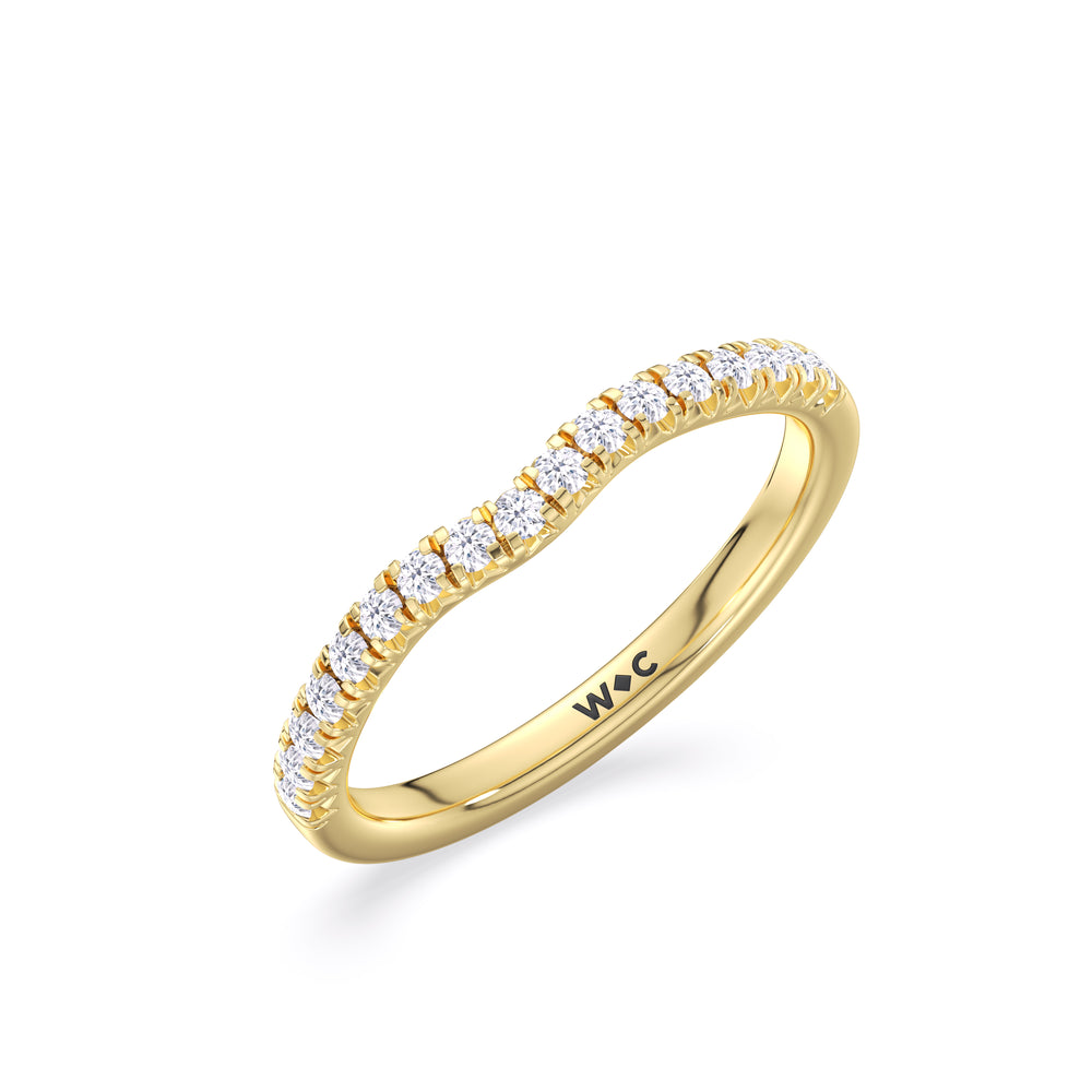 The Emmeline Diamond Wedding Band with 18KT Yellow Gold Cut Diamond in 14KT Yellow Gold view 3
