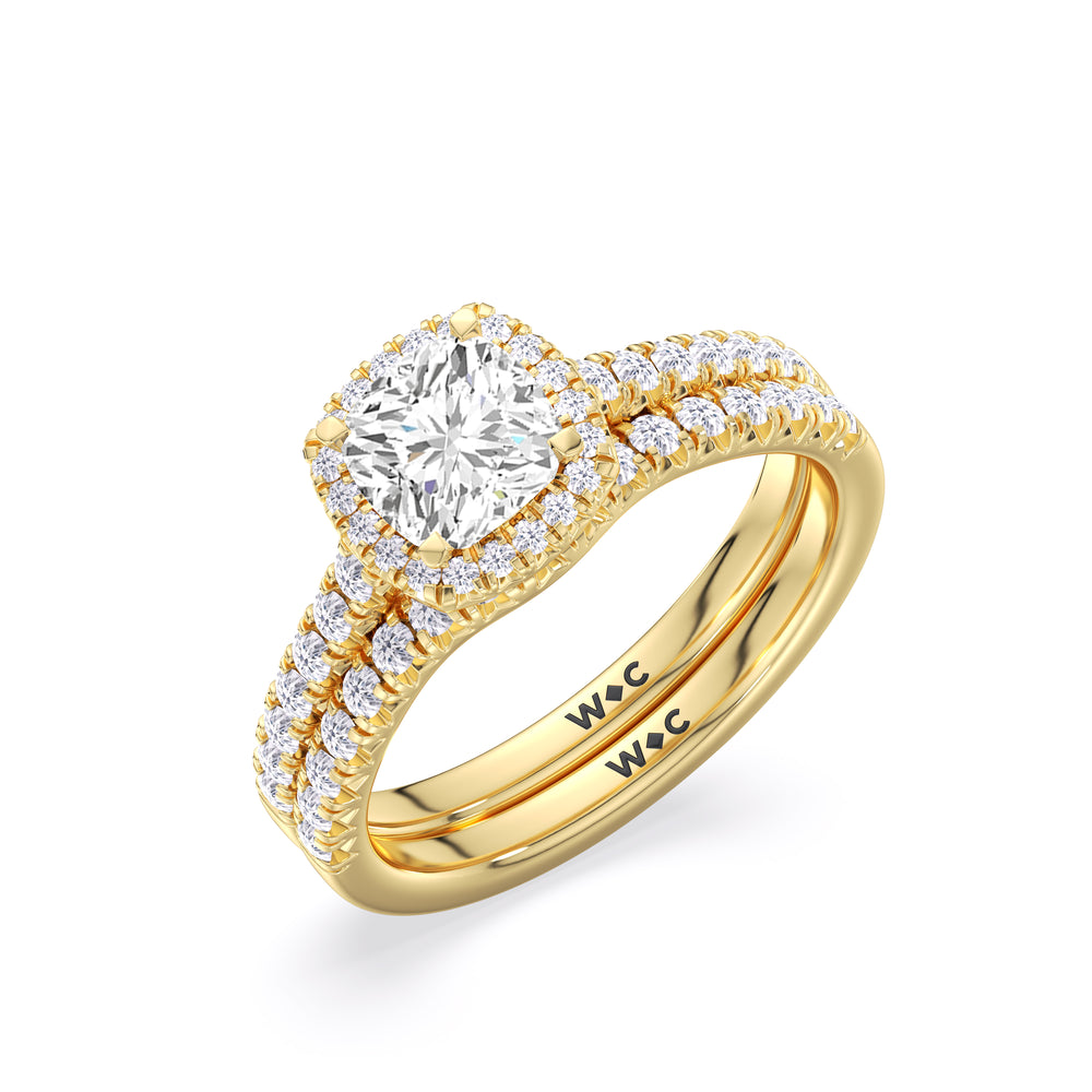 The Emmeline Diamond Wedding Band with 18KT Yellow Gold Cut Diamond in 14KT Yellow Gold view 4
