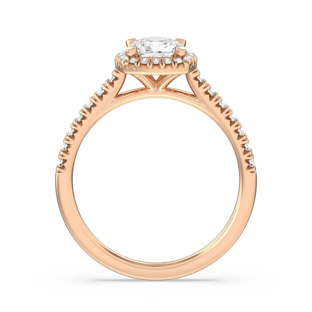 The Emmeline Engagement Ring with Cushion Cut Diamond in 14KT Rose Gold view 2
