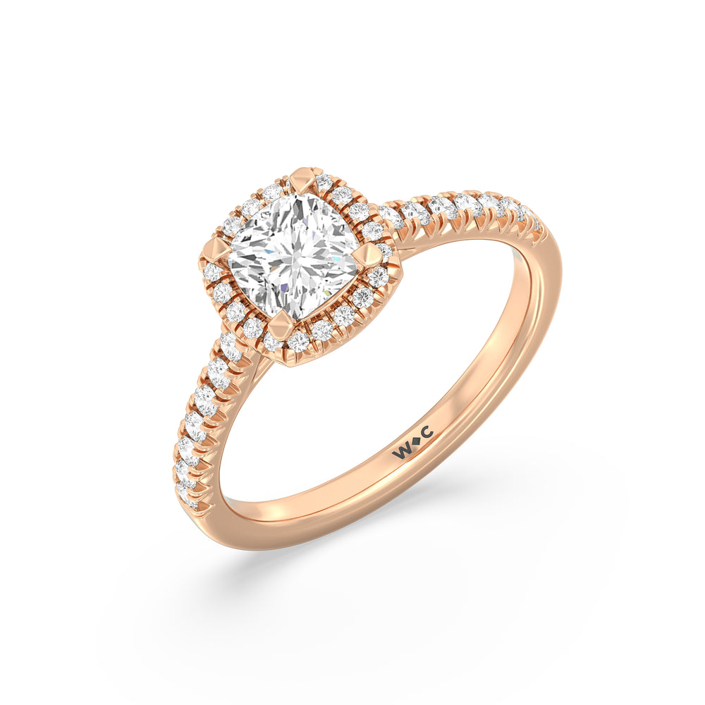 The Emmeline Engagement Ring with Cushion Cut Diamond in 14KT Rose Gold view 3
