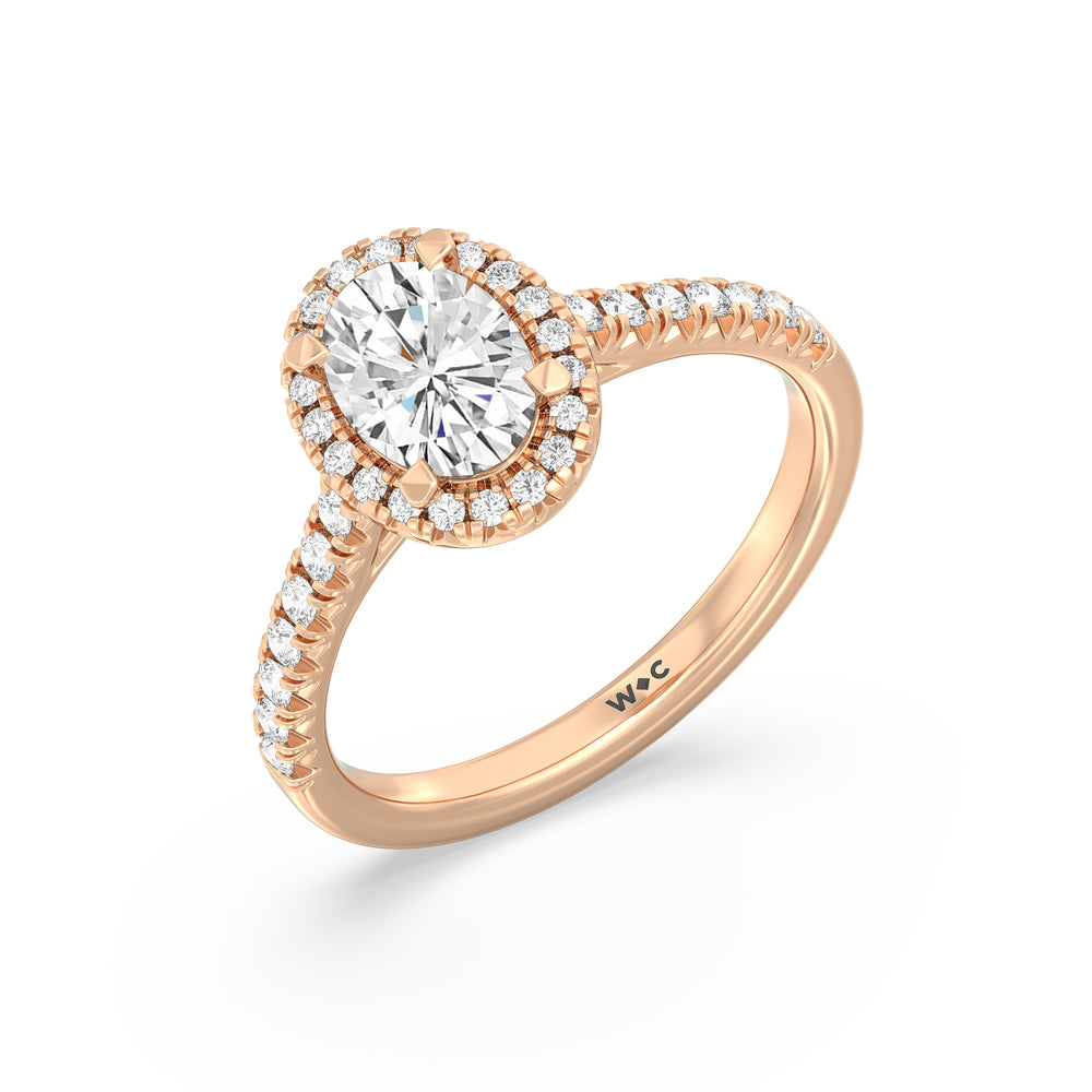 The Emmeline Engagement Ring with Oval Cut Diamond in 14KT Rose Gold view 3

