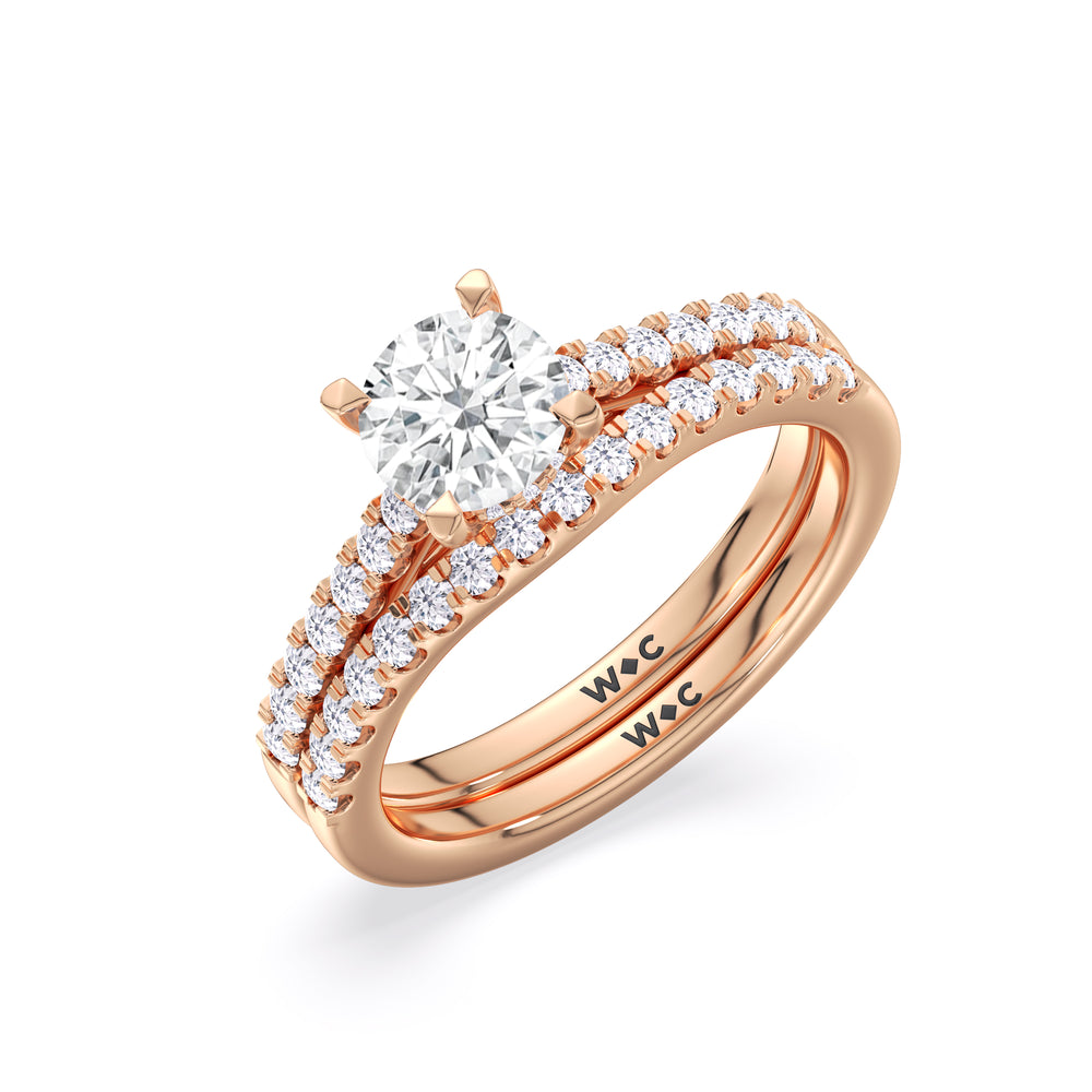 The Melody Diamond Wedding Band with 18KT Rose Gold Cut Diamond in 14KT Rose Gold view 4
