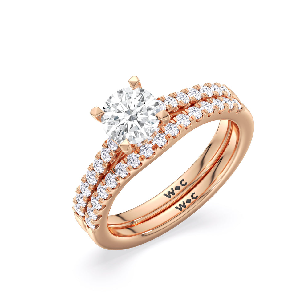 The Melody Diamond Wedding Band with 18KT Rose Gold Cut Diamond in 14KT Rose Gold view 4
