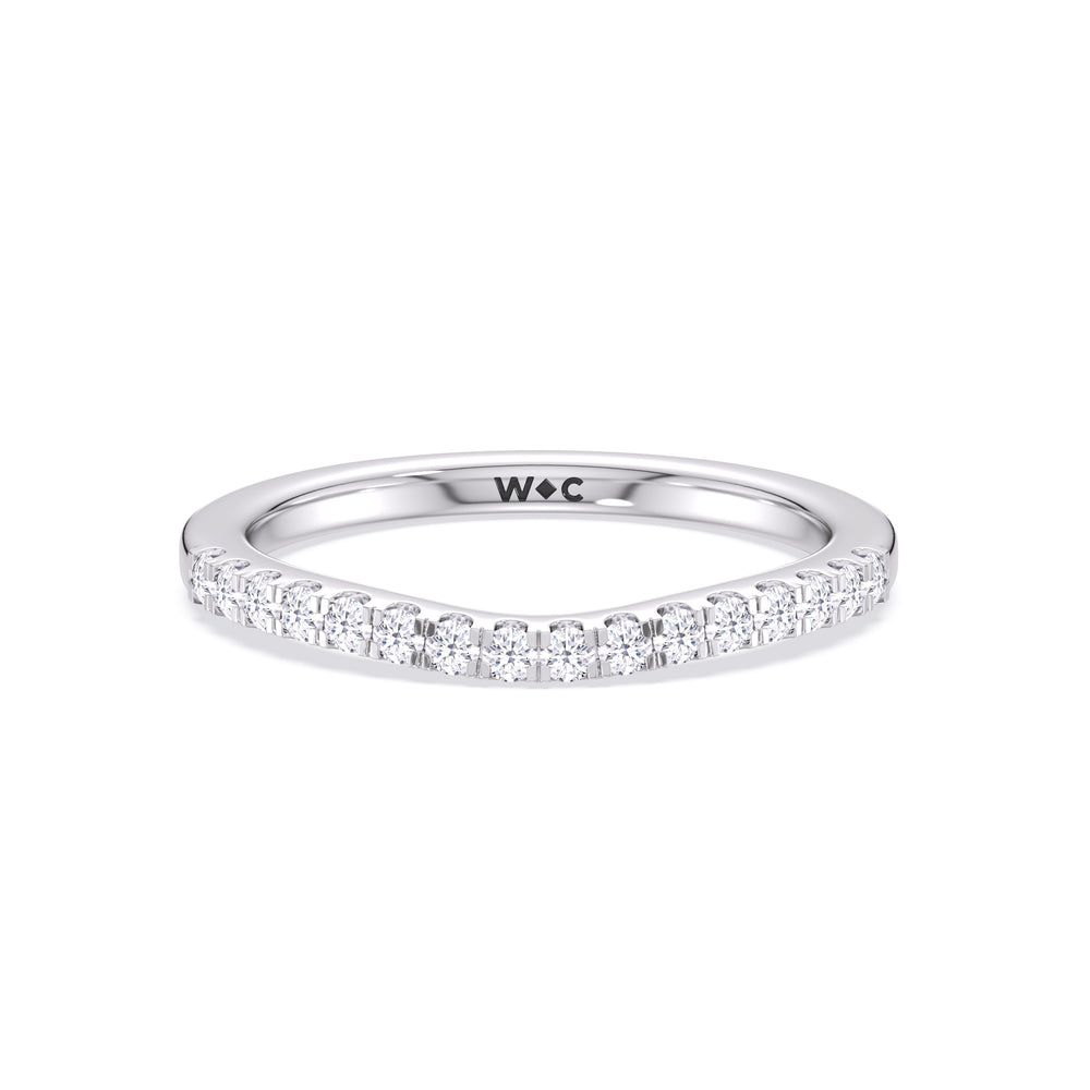 The Melody Diamond Wedding Band with Platinum Cut Diamond in 14KT Platinum view 1
