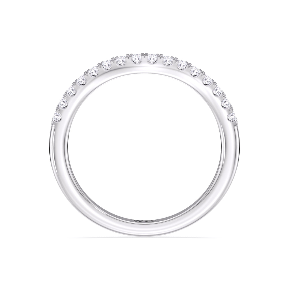The Melody Diamond Wedding Band with Platinum Cut Diamond in 14KT Platinum view 2
