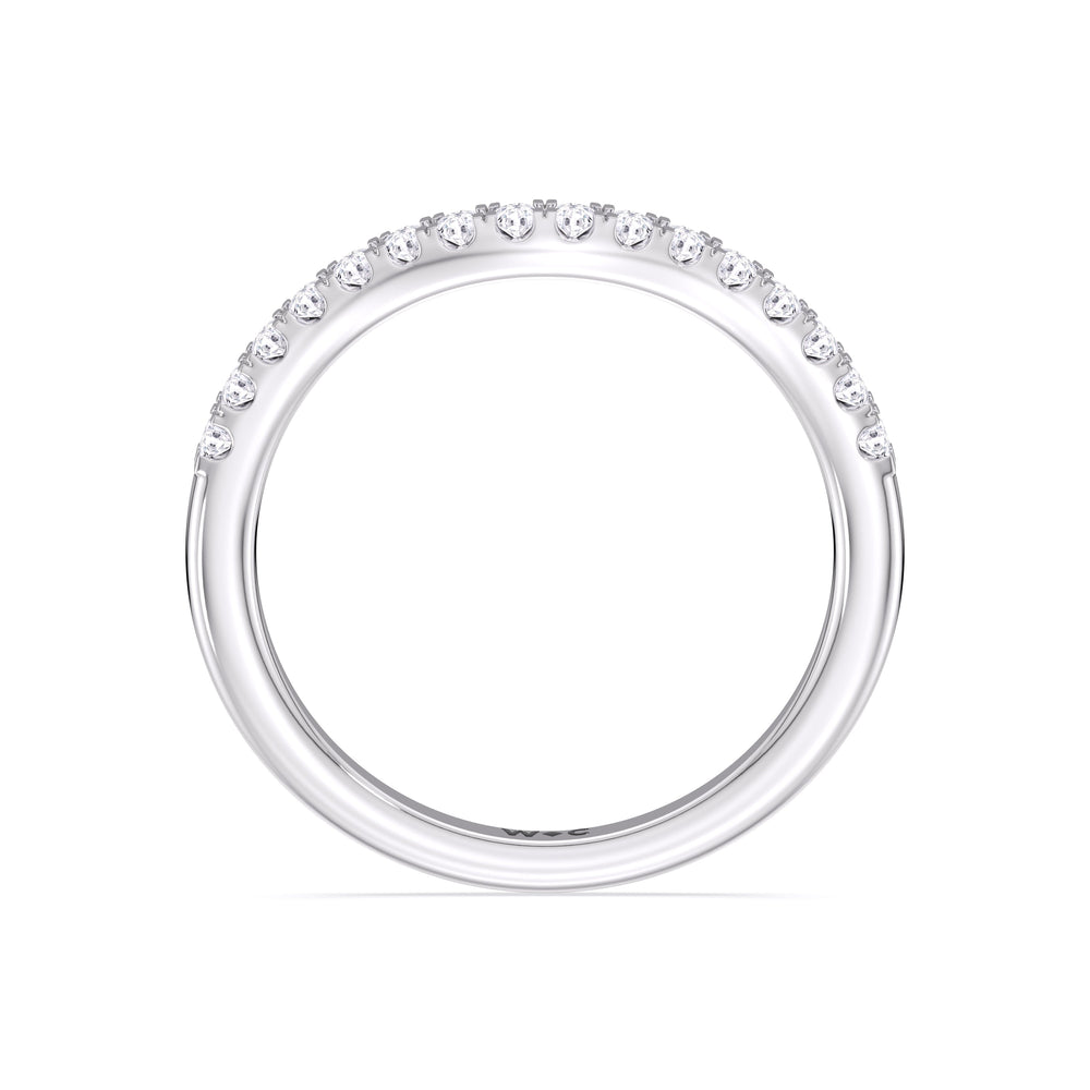 The Melody Diamond Wedding Band with Platinum Cut Diamond in 14KT Platinum view 2
