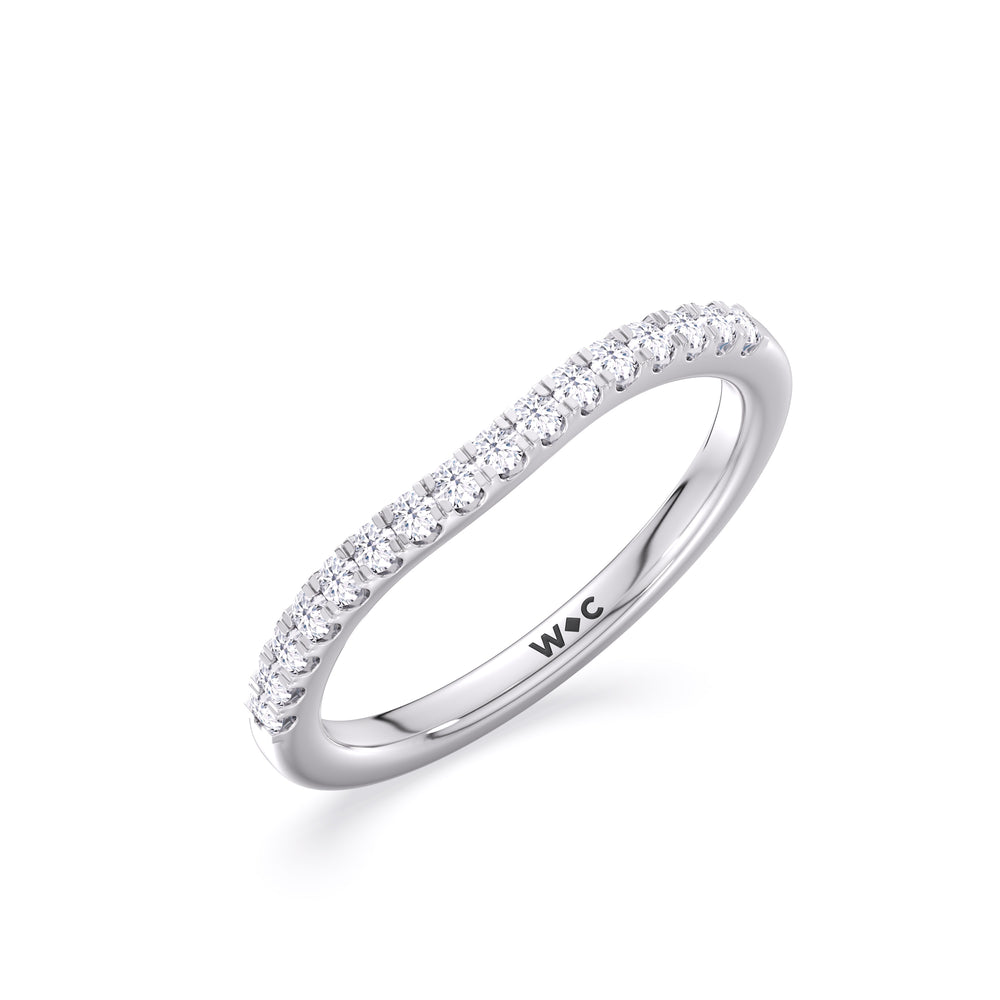 The Melody Diamond Wedding Band with Platinum Cut Diamond in 14KT Platinum view 3
