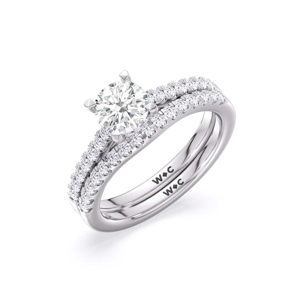 The Melody Diamond Wedding Band with Platinum Cut Diamond in 14KT Platinum view 4
