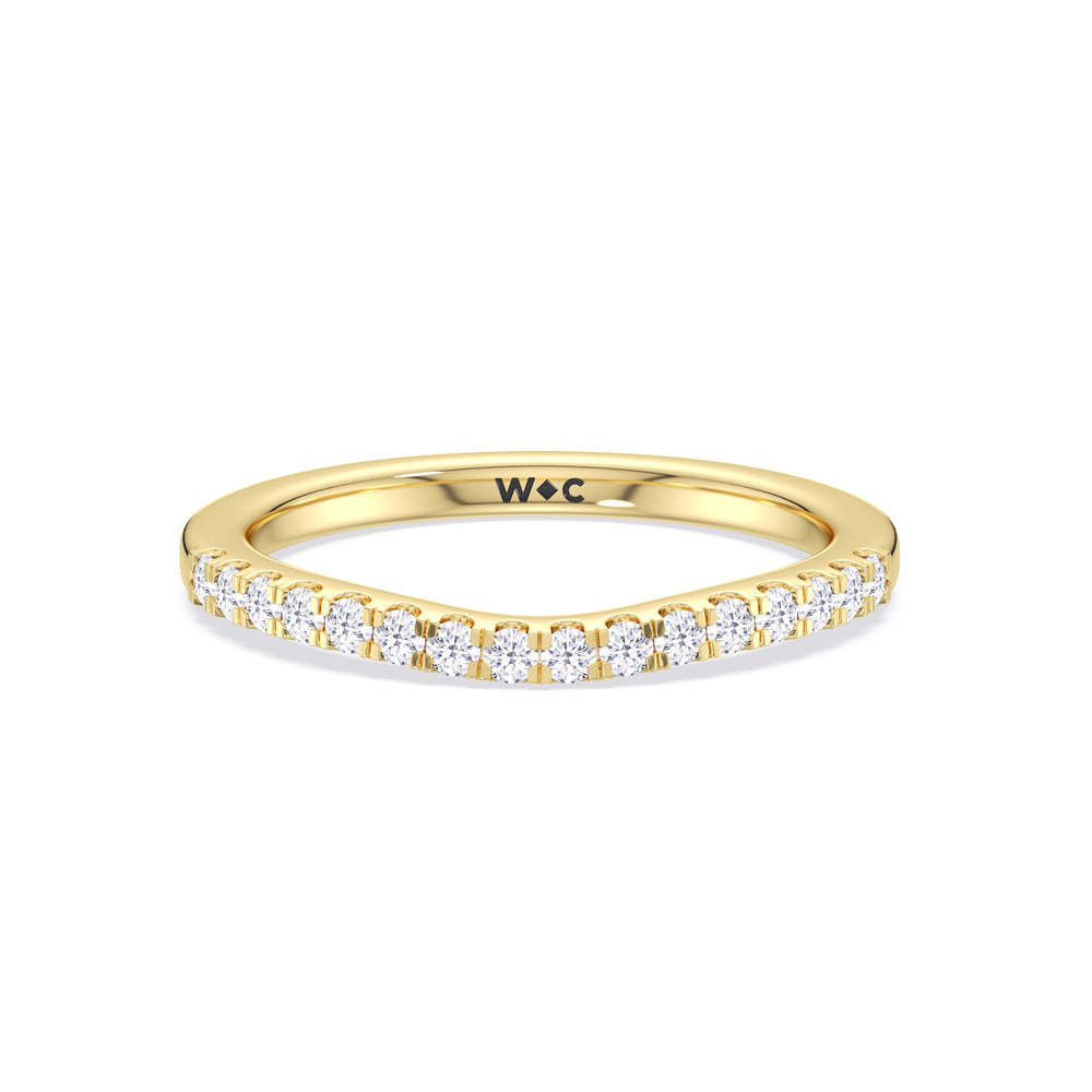 The Melody Diamond Wedding Band with 18KT Yellow Gold Cut Diamond in 14KT Yellow Gold view 1
