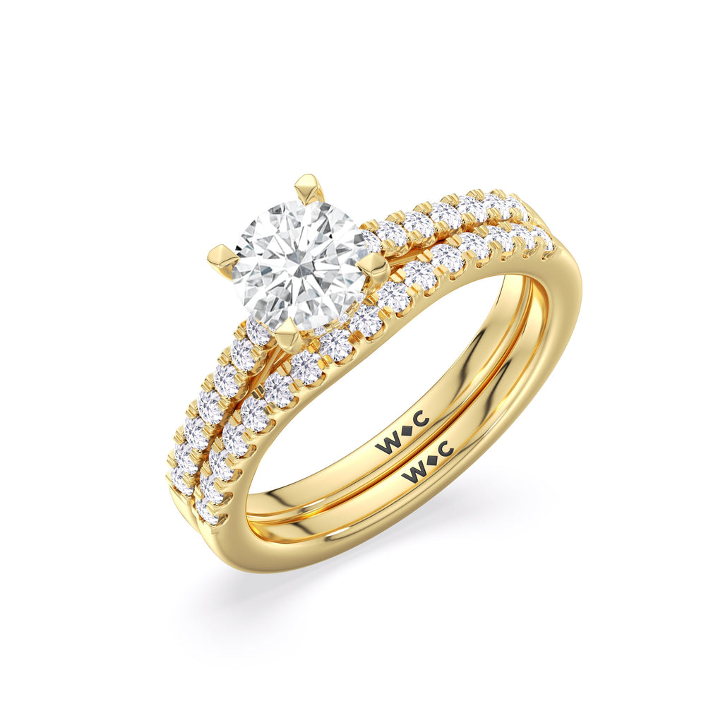 The Melody Diamond Wedding Band with 18KT Yellow Gold Cut Diamond in 14KT Yellow Gold view 4
