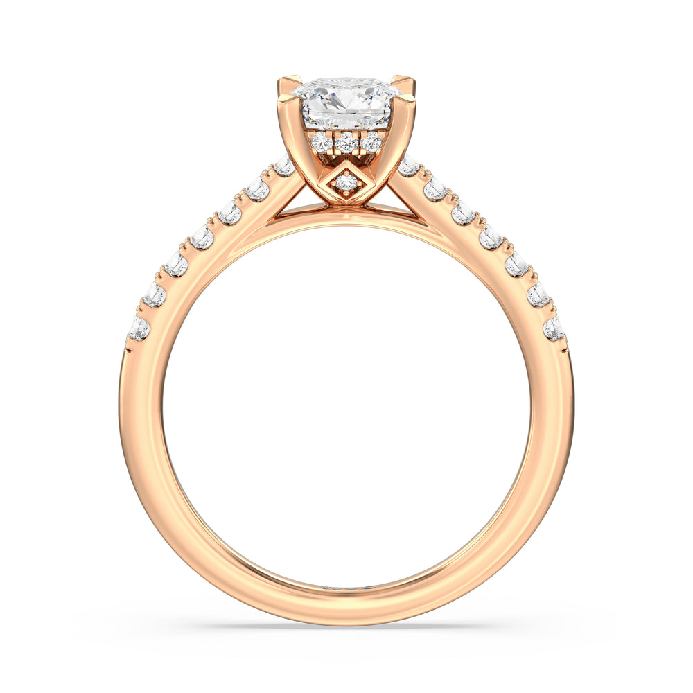 The Melody Engagement Ring with Cushion Cut Diamond in 14KT Rose Gold view 2

