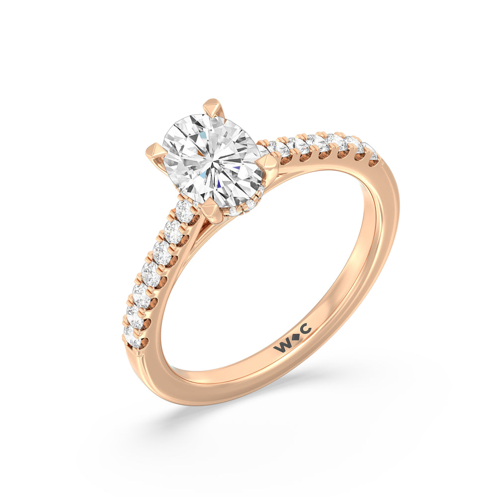 The Melody Engagement Ring with Oval Cut Diamond in 14KT Rose Gold view 3
