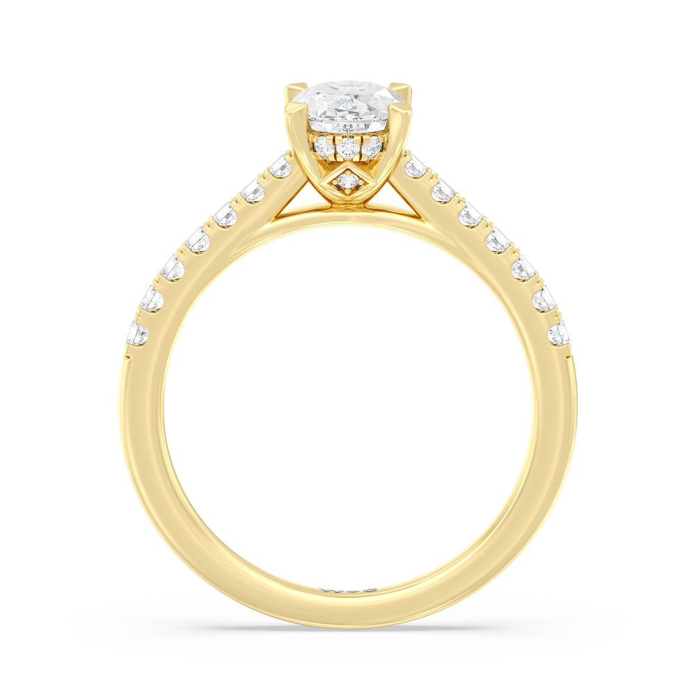 The Melody Engagement Ring with Oval Cut Diamond in 14KT Yellow Gold view 2
