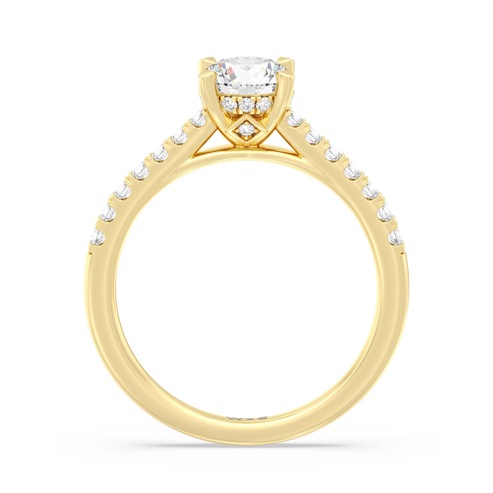 The Melody Engagement Ring with Round Cut Diamond in 14KT Yellow Gold view 2
