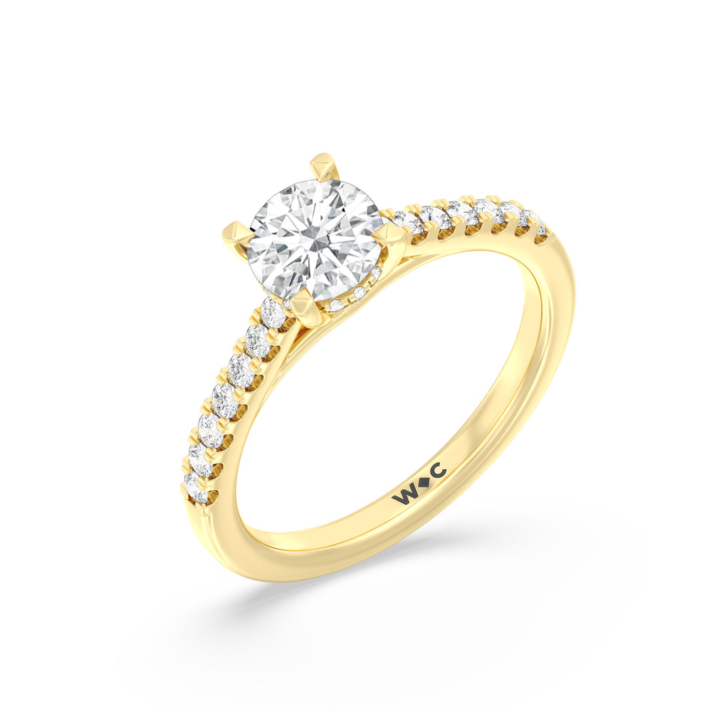The Melody Engagement Ring with Round Cut Diamond in 14KT Yellow Gold view 3
