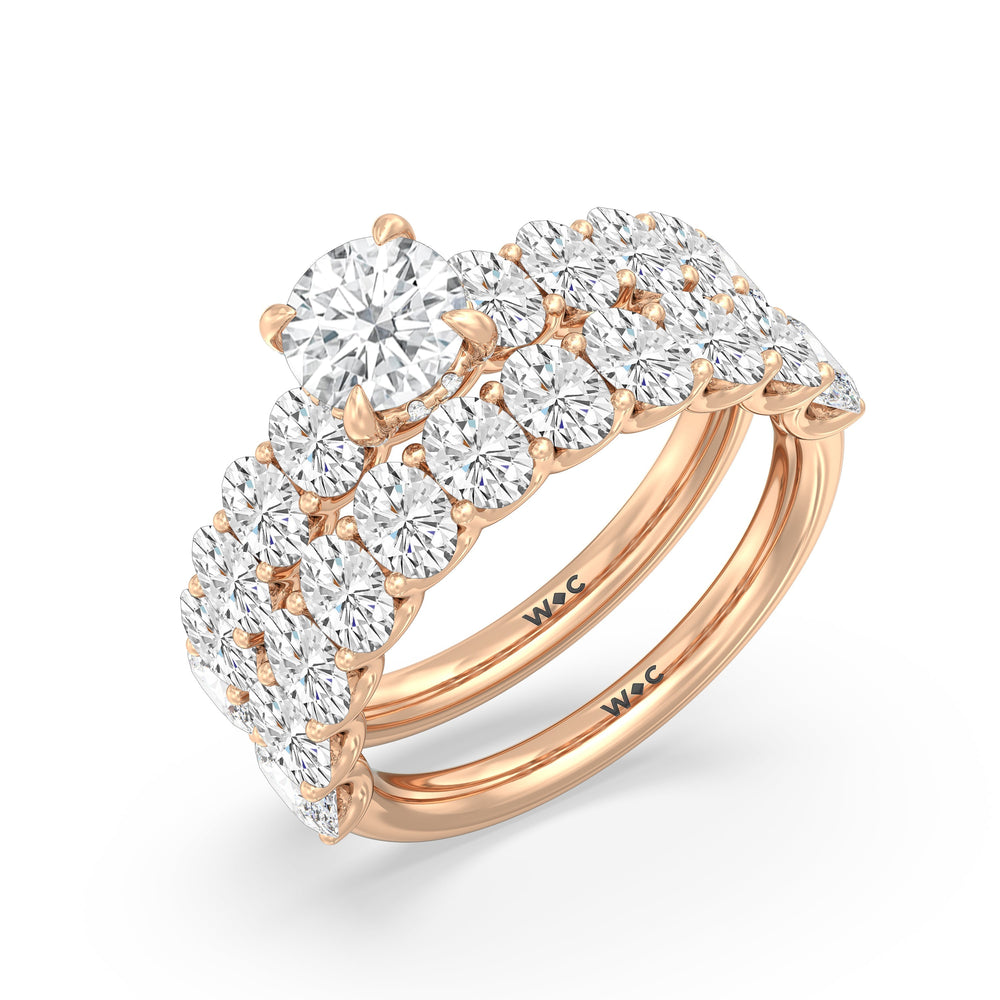 The Renee Diamond Wedding Band with 18KT Rose Gold Cut Diamond in 14KT Rose Gold view 4
