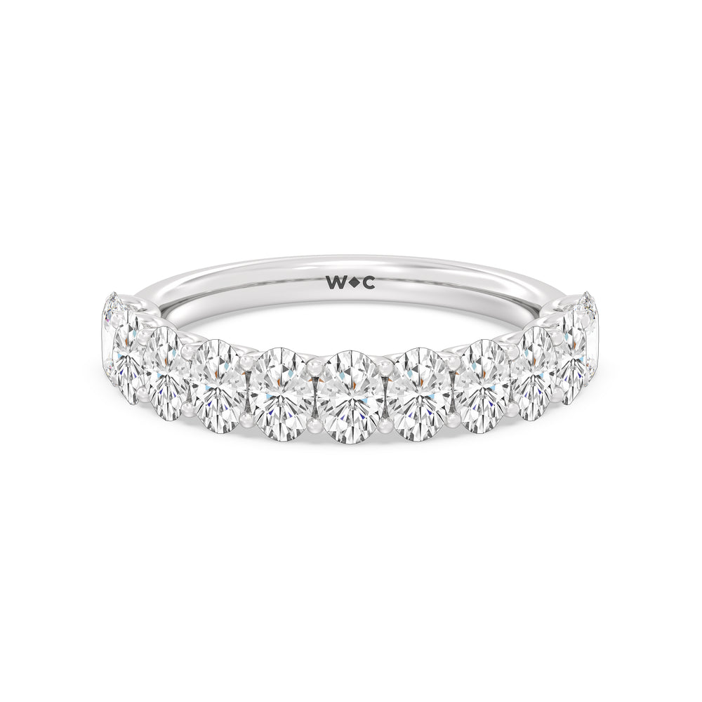 The Renee Diamond Wedding Band with Platinum Cut Diamond in 14KT Platinum view 1
