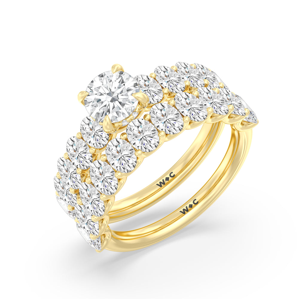 The Renee Diamond Wedding Band with 18KT Yellow Gold Cut Diamond in 14KT Yellow Gold view 4
