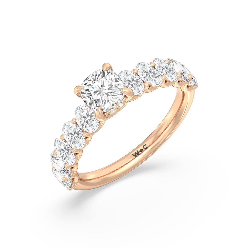 The Renée Ring with Cushion Cut Diamond in 14KT Rose Gold view 3
