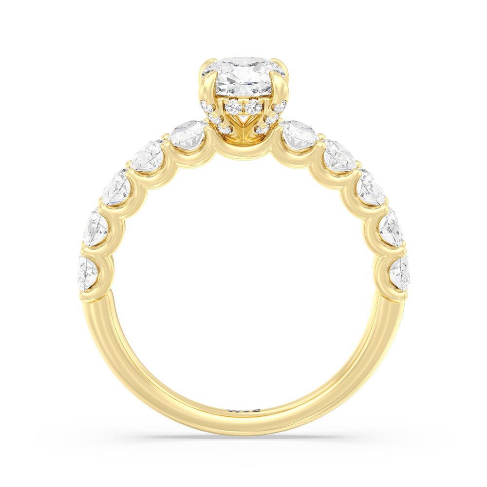The Renée Ring with Cushion Cut Diamond in 14KT Yellow Gold view 2
