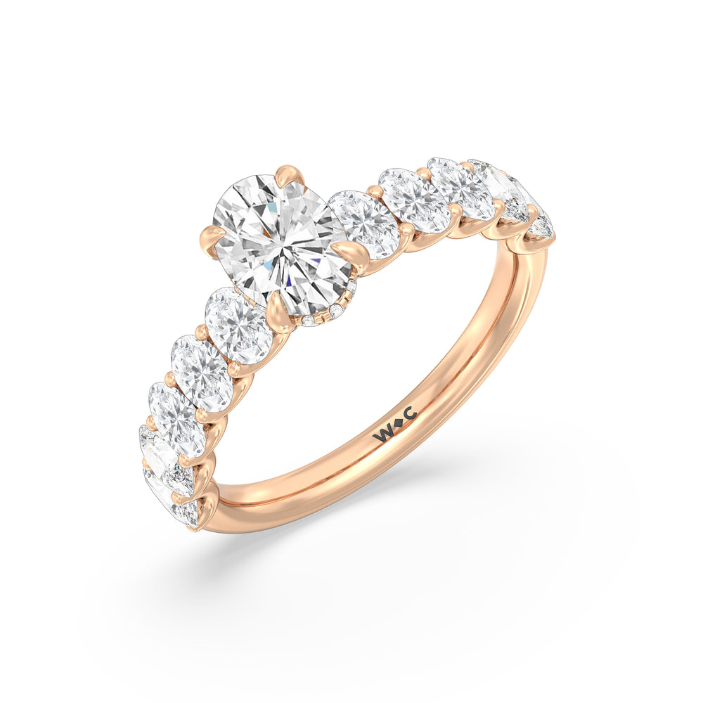 The Renée Ring with Oval Cut Diamond in 14KT Rose Gold view 3
