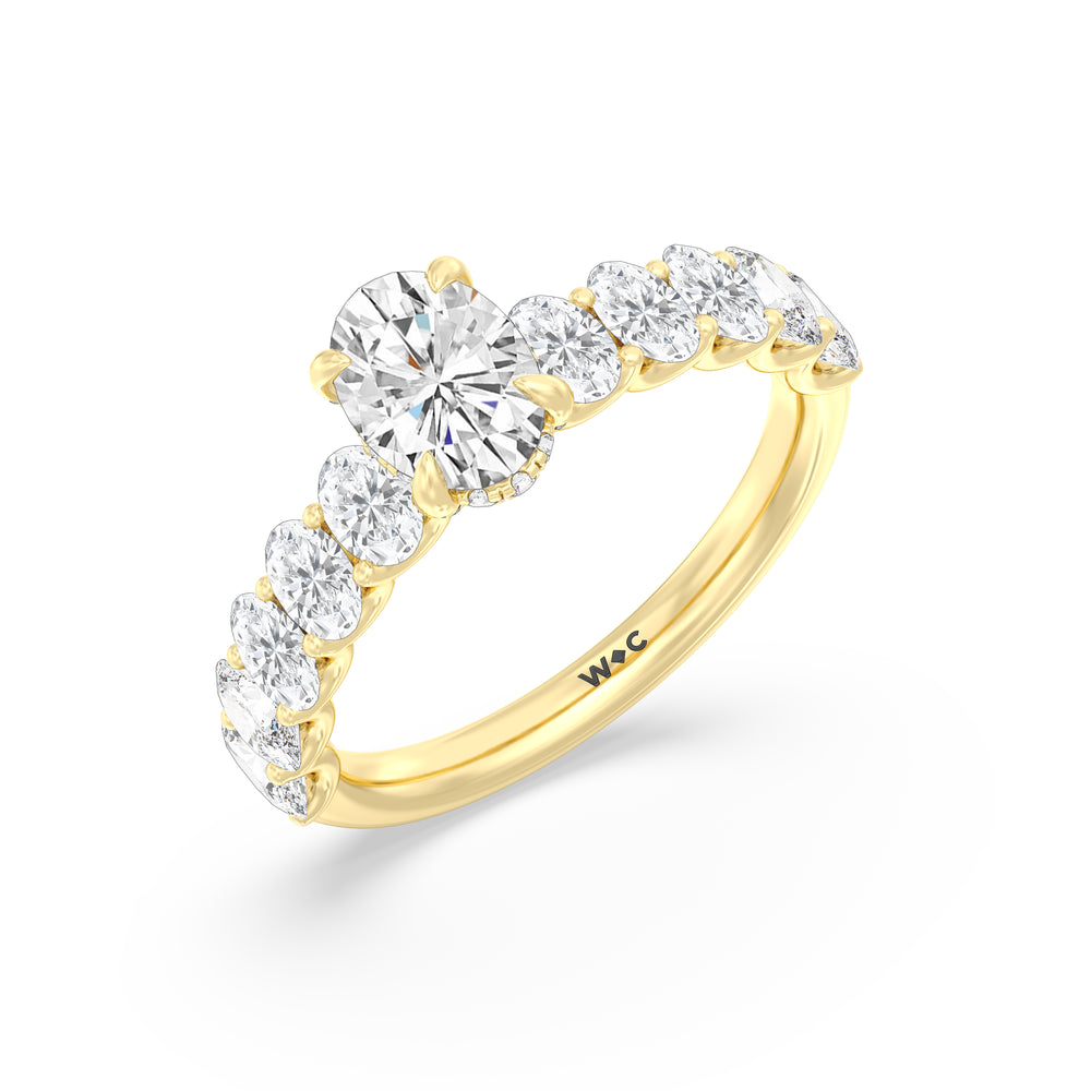 The Renée Ring with Oval Cut Diamond in 14KT Yellow Gold view 3
