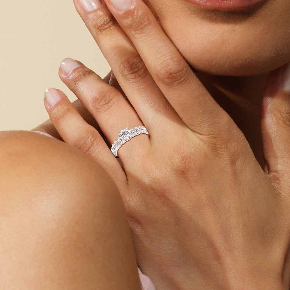 The Renée Ring with Oval Cut Diamond in 14KT Rose Gold view 4
