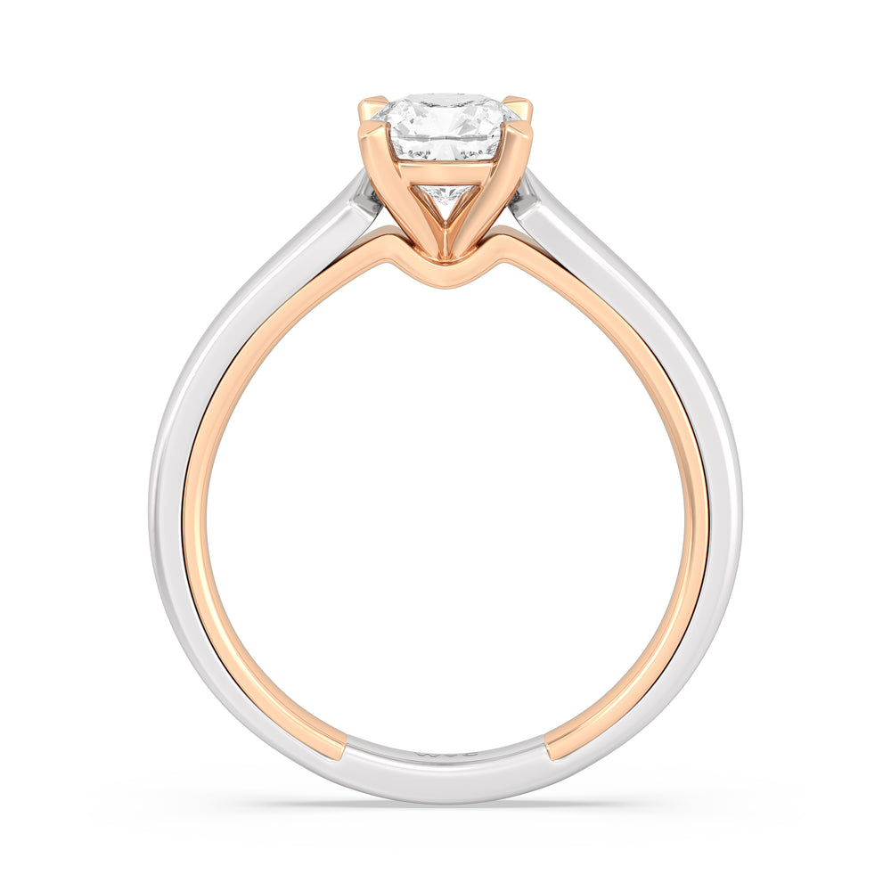 The Willow Engagement Ring with Cushion Cut Diamond in 14KT White & Rose Gold view 2
