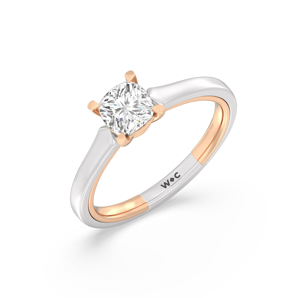 The Willow Engagement Ring with Cushion Cut Diamond in 14KT White & Rose Gold view 3
