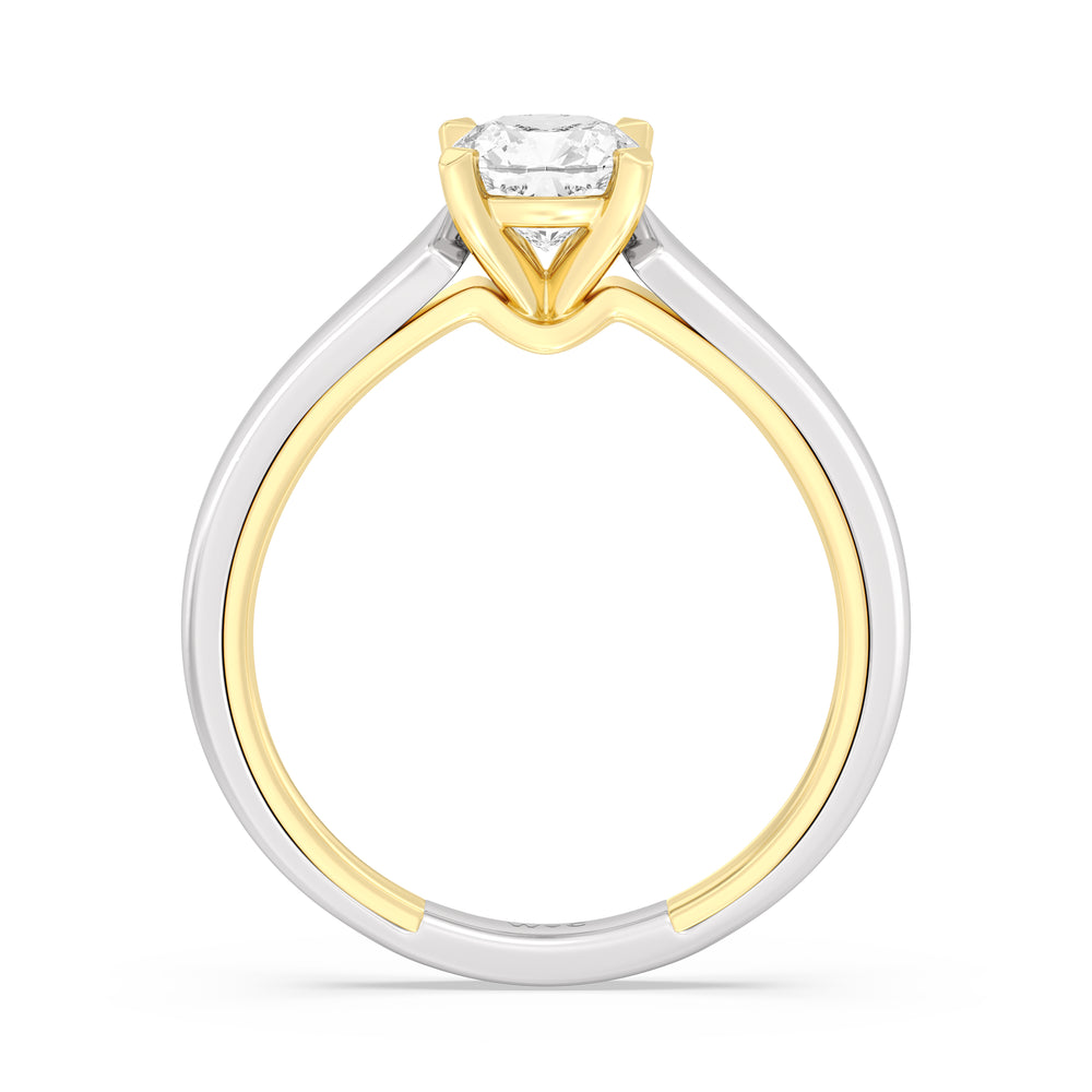 The Willow Engagement Ring with Cushion Cut Diamond in 14KT White & Yellow Gold view 2
