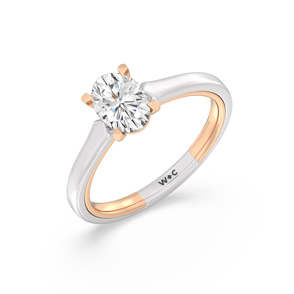 The Willow Engagement Ring with Oval Cut Diamond in 14KT White & Rose Gold view 3
