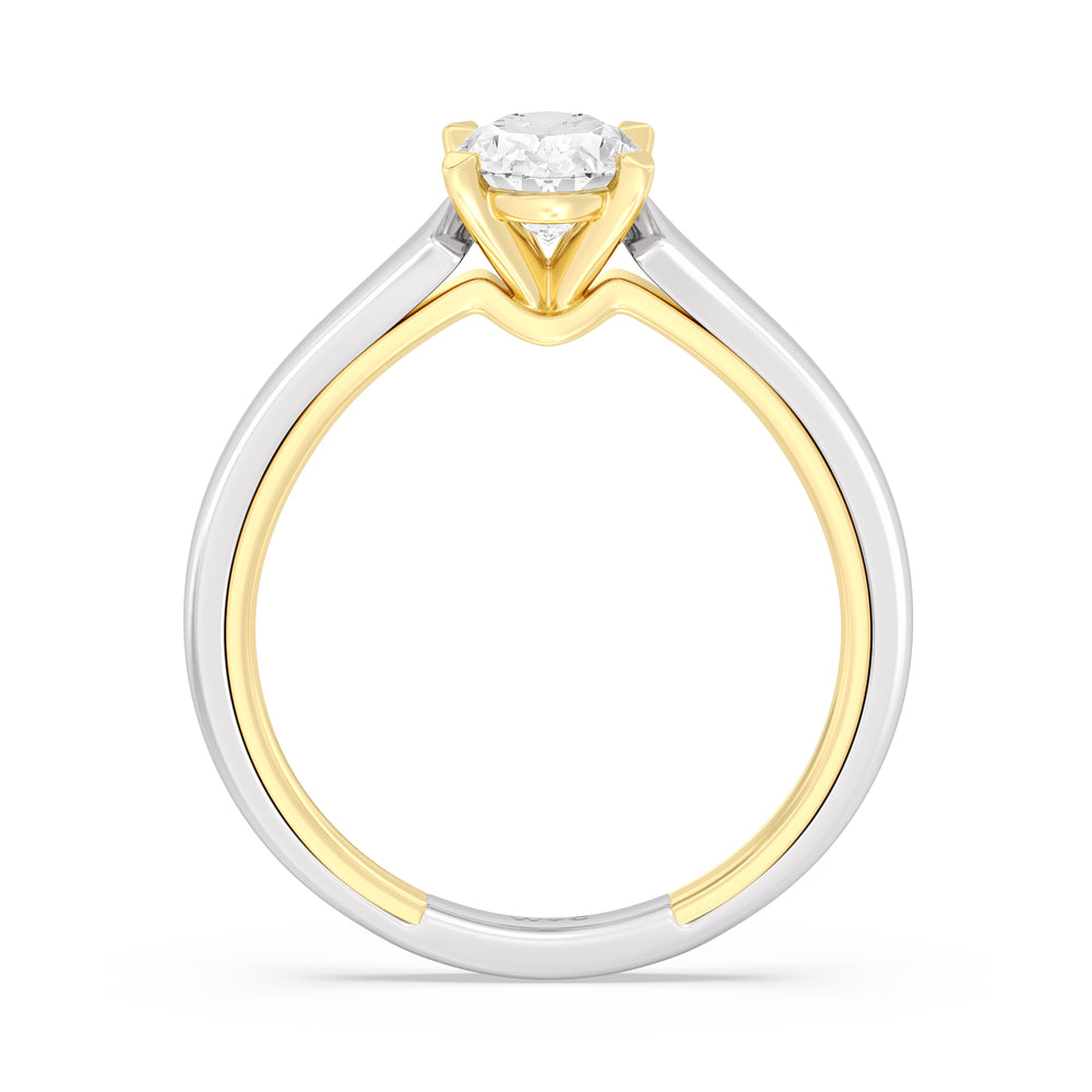 The Willow Engagement Ring with Oval Cut Diamond in 14KT White & Yellow Gold view 2
